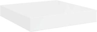 Set of 2 High Gloss White Honeycomb MDF Floating Wall Shelves with Metal Brackets for Modern Home Storage and Display