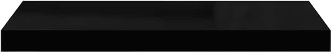 Black Honeycomb MDF Floating Wall Shelf 23.6 Inch Length, Modern Matte Black Metal Mounted Shelf for Living Room Office Bedroom, Space Saving Storage Display Unit, Durable