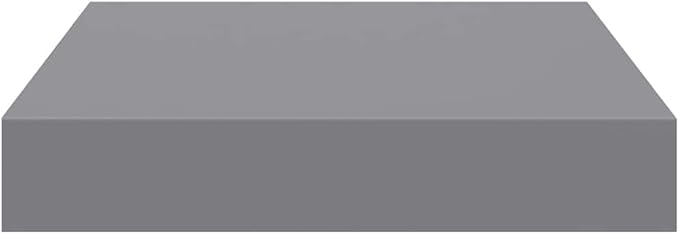 Gray MDF Floating Wall Shelf Set of 2, 9.1x9.3x1.5 Inch Square Shelves for Modern Home Decor, Invisible Mounts for Easy Installation, Durable Display Storage for Books