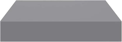 Gray MDF Floating Wall Shelf Set of 2, 9.1x9.3x1.5 Inch Square Shelves for Modern Home Decor, Easy Installation with Invisible Mounts, Durable Storage for Books and Display.