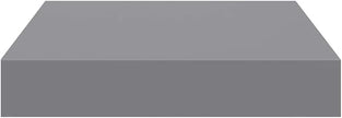 Gray MDF Floating Wall Shelf Set of 2, 9.1x9.3x1.5 Inch Square Shelves for Modern Home Decor, Easy Installation with Invisible Mounts, Durable Storage for Books and Display.