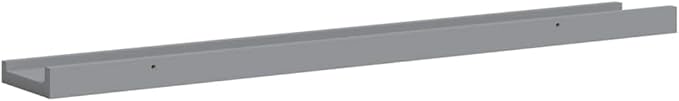 Gray Lacquered MDF Frame Ledge Shelf Set of 2, 31.5 Inch Long Wall Mounted Shelves for Picture Frames and Decor, Modern Narrow Display Shelving, Easy Installation and Space