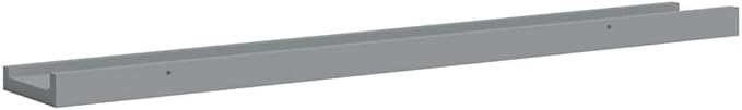 Picture Frame Ledge Shelves 2 Pack, Gray Wall Mounted Display 31.5 Inch, U-Shaped MDF Floating Shelves for Photo Frames, Home Decor, Living Room and Bedroom