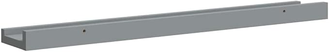 Grey MDF Medium Wall Mounting Frame Ledge Shelf Set of 2 for Photos Artwork Display, Modern Floating Shelves with Keyhole Slots, Easy Installation for Living Room Bedroom