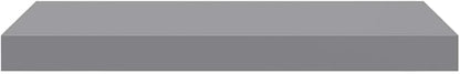Gray Honeycomb MDF Metal Medium Floating Wall Shelf Set of 4 with Invisible Mounts for Modern Storage and Display