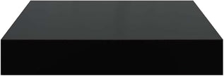 High Gloss Black Honeycomb MDF Floating Wall Shelf Set of 2 with Metal Brackets for Home Decor and Display Storage