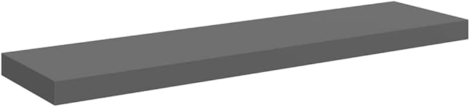 High Gloss Grey Floating Wall Shelf Set of 2, Honeycomb MDF and Metal Modern Storage for Bedroom or Office, Space Optimization and Sturdy Build with Invisible Mounting System