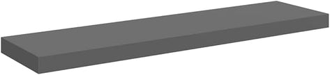 High Gloss Grey Floating Wall Shelf Set of 2, Honeycomb MDF and Metal Modern Storage for Bedroom or Office, Space Optimization and Sturdy Build with Invisible Mounting System