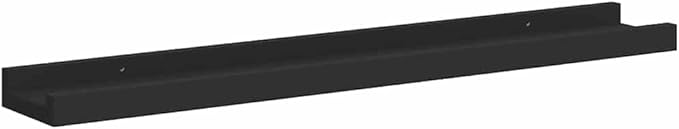 Frame Ledge Shelf Set of 2 Black MDF 23.6 Inch Wall Mounted Storage for Photos and Art, Minimalist Display Shelf with Easy Installation for Living Room Decor