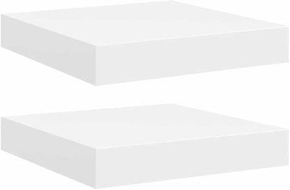 White Honeycomb MDF Floating Wall Shelf Set of 2 with Metal Brackets, Modern Minimalist Design for Home Storage and Display, Invisible Mounting System, Durable and Versatile