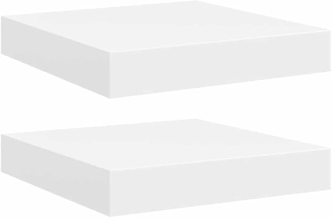 White Honeycomb MDF Floating Wall Shelf Set of 2 with Metal Brackets, Modern Minimalist Design for Home Storage and Display, Invisible Mounting System, Durable and Versatile