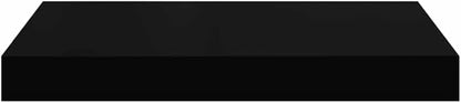 High Gloss Black Honeycomb MDF Floating Wall Shelf with Metal Brackets, 4-Piece Set for Modern Home Storage and Display, Durable and Space-Saving Design