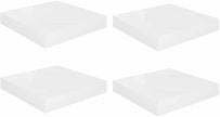 Set of 4 Floating Wall Shelves High Gloss White Honeycomb MDF Metal Modern Aesthetic Storage Display