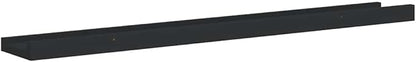 Picture Frame Ledge Shelves 2 Pack, Black Wall Mounted Display Shelves for Photos 31.5 Inch, U-Shaped Floating Shelf for Home Decor, Easy Install MDF Board with Front Edge to Showcase Memories