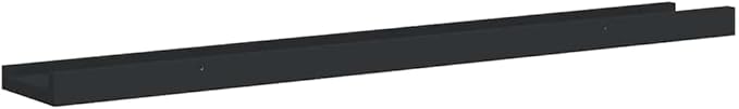 Set of 2 Black MDF Frame Ledge Shelves 31.5 Inch Wall Mounted for Display Modern Minimalist Home Decor Storage