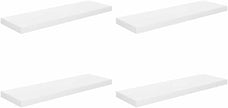 High Gloss White Floating Wall Shelf Set of 4, Honeycomb MDF with Metal Brackets for Modern Home Decor, Storage Solution for Books and Collectibles, Easy Mounting
