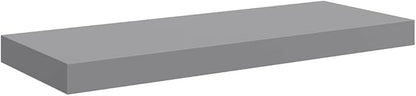 Gray Honeycomb MDF Metal Medium Floating Wall Shelf Set of 2, Modern Matte Finish Storage Display Shelves for Living Room Bedroom Office