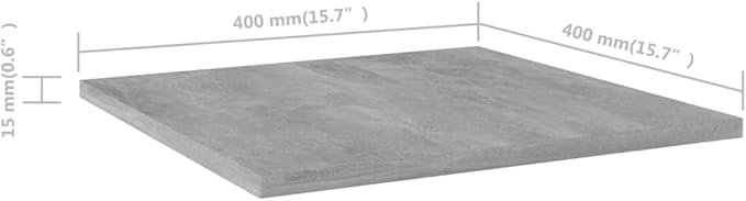 Set of 4 Floating Shelves 15.7 Inch Square Wall Mounted Shelving Boards for Home Decor Display Modern Concrete Grey Engineered Wood Storage Organizers