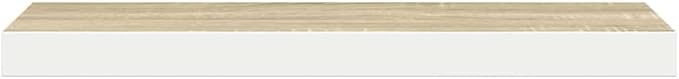Wall Shelf Set of 4 Oak and White Honeycomb MDF Metal Floating Shelves 31.5 Inch Long Modern Display Storage for Home Office