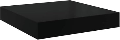 Modern High Gloss Black Floating Wall Shelf Set of 4, Honeycomb MDF Small Shelves for Stylish Storage and Display