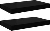 Black Honeycomb MDF Metal Medium Floating Wall Shelves Set of 2 for Home Decor and Storage, Easy Installation with Hardware, Sturdy Support for Books and Display Items