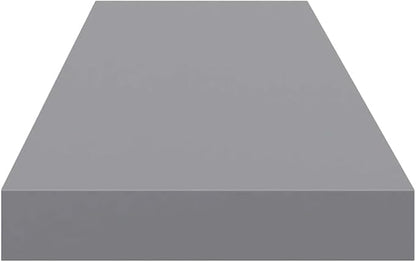 Set of 4 Grey Floating Wall Shelves, Honeycomb MDF and Metal Construction, 35.4x9.3x1.5 Inch, Modern Display Shelves for Home Organization and Decoration, Space-Saving