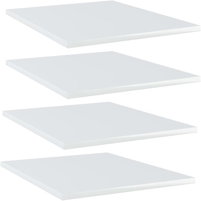 Set of 4 Floating Wall Shelves, Modern High Gloss White Engineered Wood Display Shelves for Living Room, Bedroom and Office, 15.7 x 15.7 inch