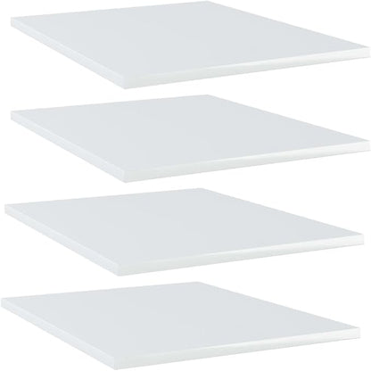 Set of 4 Floating Wall Shelves, Modern High Gloss White Engineered Wood Display Shelves for Living Room, Bedroom and Office, 15.7 x 15.7 inch