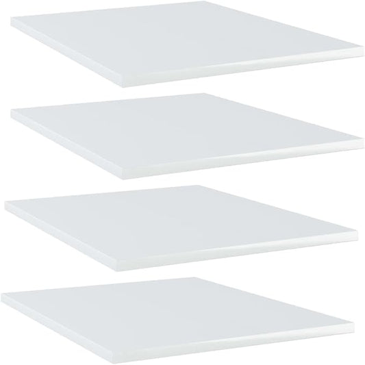 Set of 4 Floating Wall Shelves, Modern High Gloss White Engineered Wood Display Shelves for Living Room, Bedroom and Office, 15.7 x 15.7 inch