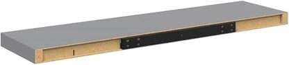 Gray Honeycomb MDF Metal Frame Large Floating Wall Shelf Set of 2, Modern Matte Finish for Display and Organization, Easy Installation with Mounting Kit