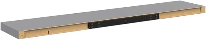 Set of 2 Gray Floating Wall Shelves, Honeycomb MDF and Metal Modern Shelving, 47.2 in x 9.3 in, Space-Saving Design for Living Room Bedroom Office, Durable and Easy