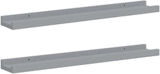 Frame Ledge Shelf Set of 2 Grey MDF Medium Wall Mounting Floating Picture Display Modern Aesthetic for Living Room Bedroom Home Decor