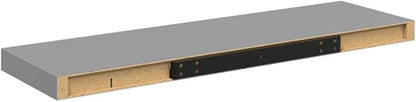 Modern Floating Wall Shelf Set of 4 Grey Honeycomb MDF Metal 31.5 x 9.3 Inches for Home Decor and Storage