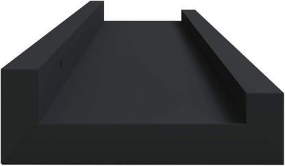 Frame Ledge Shelf Set of 2 Black MDF 23.6 Inch Wall Mounted Storage Display for Photos Art Decor Minimalist Modern Living Room