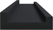 Frame Ledge Shelf Set of 2 Black MDF 23.6 Inch Wall Mounted Storage Display for Photos Art Decor Minimalist Modern Living Room