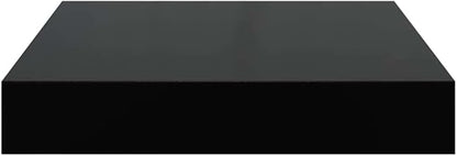 High Gloss Black Honeycomb MDF Floating Wall Shelf with Metal Brackets, Modern Invisible Mounting System for Home Office Decor, Sturdy and Space-Saving Storage Solution