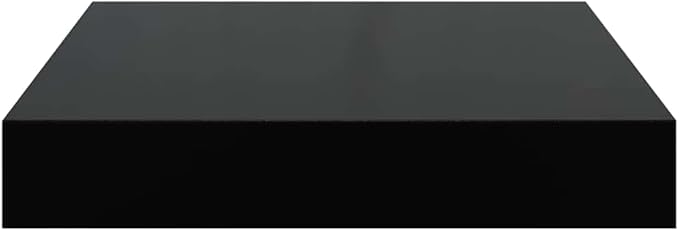 High Gloss Black Honeycomb Floating Wall Shelf, Metal Small Wall Mounted Shelf for Home Office Decor, Modern MDF with Invisible Mounting System, 9.1 x 9.3 x 1.5 Inches,