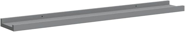 Gray Lacquered MDF Frame Ledge Shelf Set of 2, 31.5 Inch Long Wall Mounted Shelves for Picture Frames and Decor, Modern Narrow Display Shelving, Easy Installation and Space
