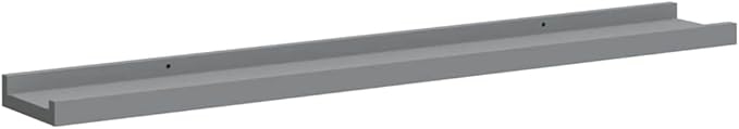 Gray Lacquered MDF Frame Ledge Shelf Set of 2, 31.5 Inch Long Wall Mounted Shelves for Picture Frames and Decor, Modern Narrow Display Shelf with Easy Installation