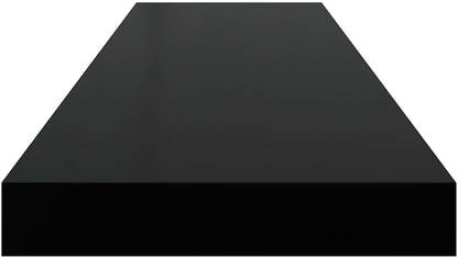 High Gloss Black Floating Wall Shelf Honeycomb MDF Metal Modern Design Storage Display Compact Versatile Installation
