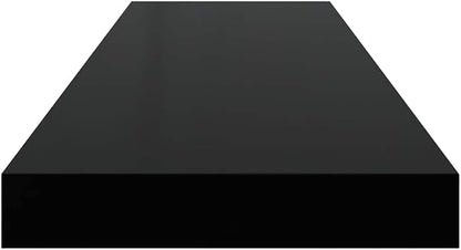 Wall Shelf Set of 2 High Gloss Black Honeycomb MDF Metal Floating Shelves Modern Storage for Home Decor