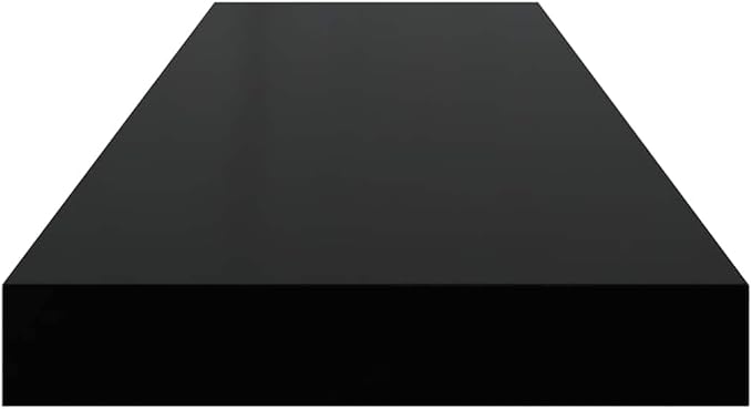 Wall Shelf Set of 2 High Gloss Black Honeycomb MDF Metal Floating Shelves Modern Storage for Living Room Office Decor