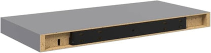 Grey Honeycomb MDF Floating Wall Shelf with Metal Frame, 19.7 x 9.1 x 1.5 Inches, Modern Space-Saving Display Shelf for Home Decor and Organization