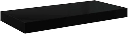 High Gloss Black Honeycomb MDF Floating Wall Shelf with Metal Frame, 4 Pieces Set for Modern Home Office Decor, Display Shelf for Books and Artwork, Easy Installation,