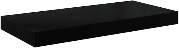 High-Gloss Black Floating Wall Shelf with Honeycomb MDF and Metal Frame, 19.7x9.1 Inches, Supports 15.4 lbs for Displaying Books and Artwork, Easy Installation, Modern Home