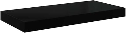 High-Gloss Black Floating Wall Shelf with Honeycomb MDF and Metal Frame, 19.7x9.1 Inches, Supports 15.4 lbs for Displaying Books and Artwork, Easy Installation, Modern Home