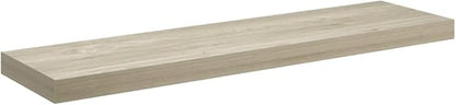 Set of 4 Oak Honeycomb MDF Floating Wall Shelves with Metal Brackets, 35.4 x 9.3 x 1.5 Inch, Modern Invisible Mount for Living Room Office Storage and Display
