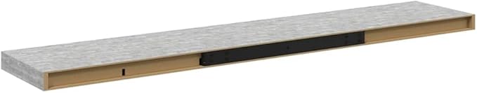 Concrete Grey Honeycomb MDF Floating Wall Shelf with Invisible Mounting System for Modern Interiors, 4-Piece Set, Minimalist Design, Durable Storage Solution
