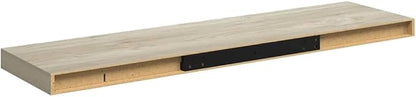 Wall Shelf Set of 2 Oak Honeycomb MDF, Metal Medium Floating Shelves for Living Room Bedroom Office, Modern Matte Finish Storage Display Unit for Books Decor