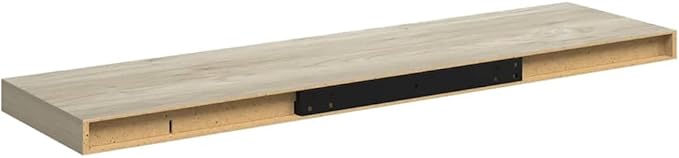 Oak Honeycomb Floating Wall Shelf Set of 2, Modern MDF and Metal Shelves for Living Room, Bedroom, Office - Versatile Storage and Display for Books, Décor, Photos